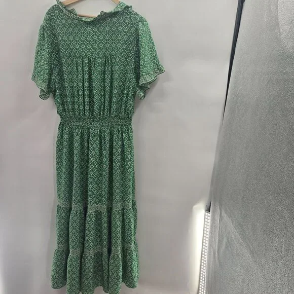 Max Studio Green Ruffled Tiered Maxi Dress 2x - Picture 2 of 15